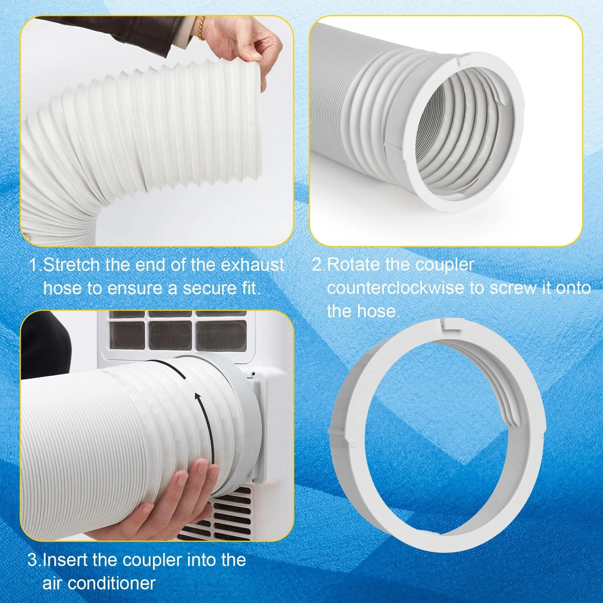 Portable AC Hose Kit with Adapter, Dia 5.9" / L 59" / Coupler AA06, White