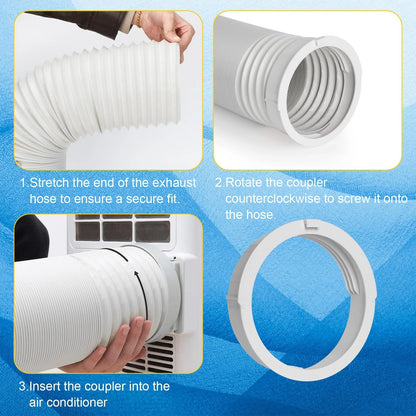 Portable AC Hose Kit with Adapter, Dia 5.9" / L 59" / Coupler AA06, White