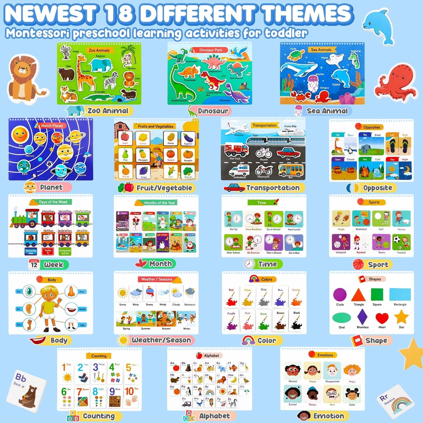 Busy Book for Toddlers 3-5, Preschool Learning Large-36 Themes, Multicolored