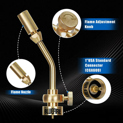BLUEFIRE Solid Brass Jumbo Pencil Flame Gas Welding Torch Head Nozzle Gold