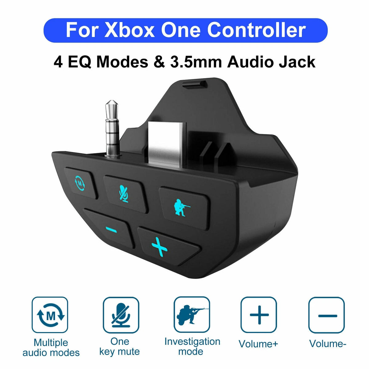 Black ABS Gamepad Stereo Headset Adapter Converter For Xbox One Controller