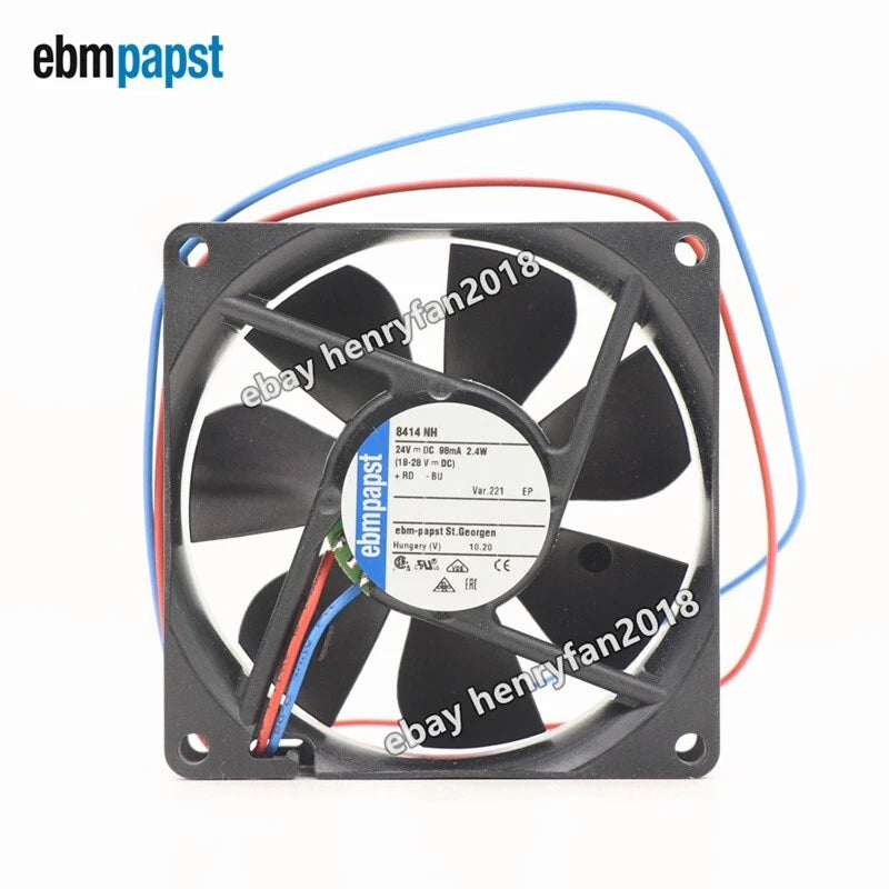 For ebmpapst 8414NH-221 Axial Fan DC 24V 2.4W 98mA 80*80*25mm 2wires Cooling Fan