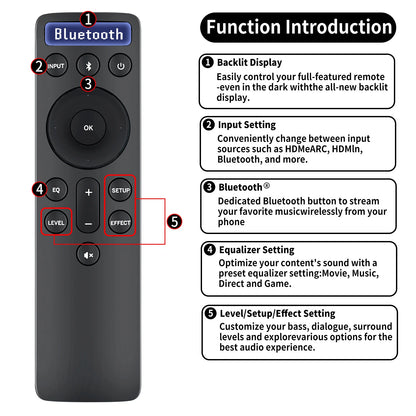 Remote Control For Vizio SoundBar D512-H 1023-0000257 D21-H D51-H D512-H D510-H