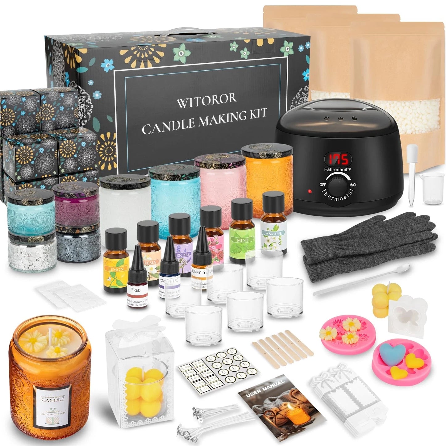 WITOROR Candle Making Kit, Scented Candles Medium, Black Melt Warmer