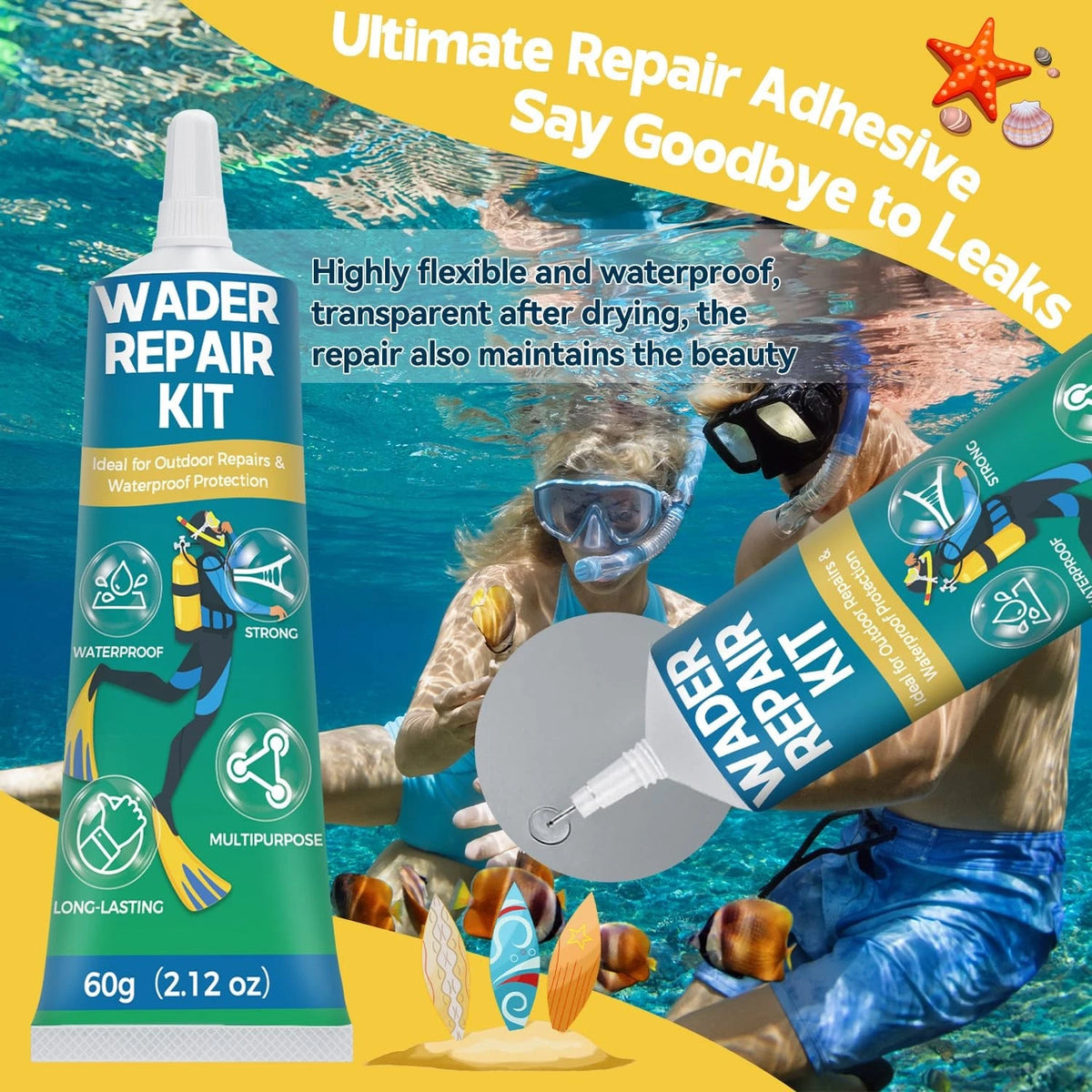 Bondtech Wader Repair Kit, Flexible Wetsuit 2.12oz 1pack, transparent