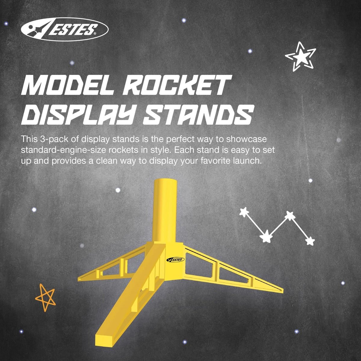 Estes 2291 Pack of 3 Model Rocket Display Stands, Small, Brown/a