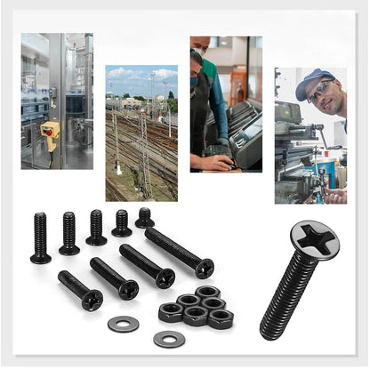 1110 Pcs M3 Screws and Nuts Set, Countersunk Bolts M3-1110, Black