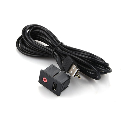 3.5mm Car Boat Audio USB AUX Adapter Dash Flush Mount Panel With 1.5M Cable E