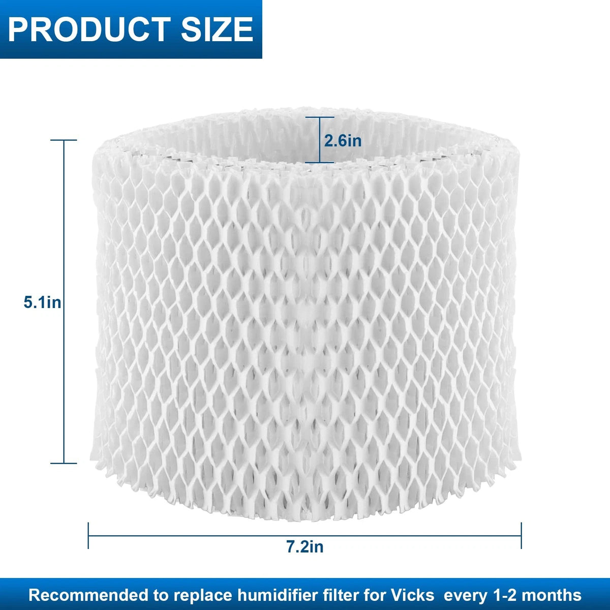 WF2 Humidifier Filter Replacement for Vicks V3500 V3100 V3900 V3700 white