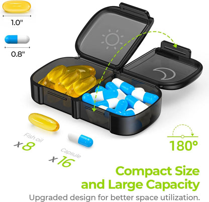 AUVON XL Weekly Pill Organizer 2 Times a Day, Box 7 Day with Black