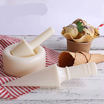 Crispy Waffle Cone Mold Kit Plastic Cream Horn Roller Egg White