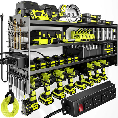 POKIPO Large Power Tool Organizer Wall Mount with Station, Black