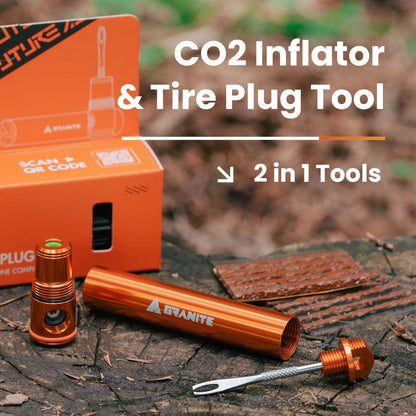 Granite Suture Aero Tire Plug Kit with Integrated CO2 Standard, Orange