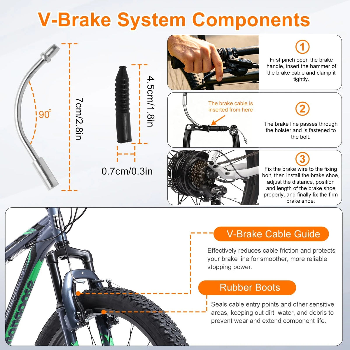 Bike Brake Cable Kit with Stainless Steel Cutter, Black