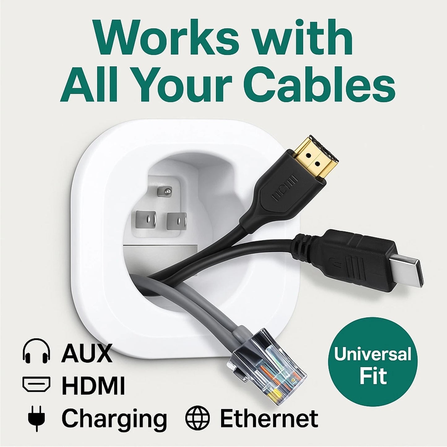 in-Wall Cable Management kit, Cord Hiding for Wall, Hide TV Wires When white