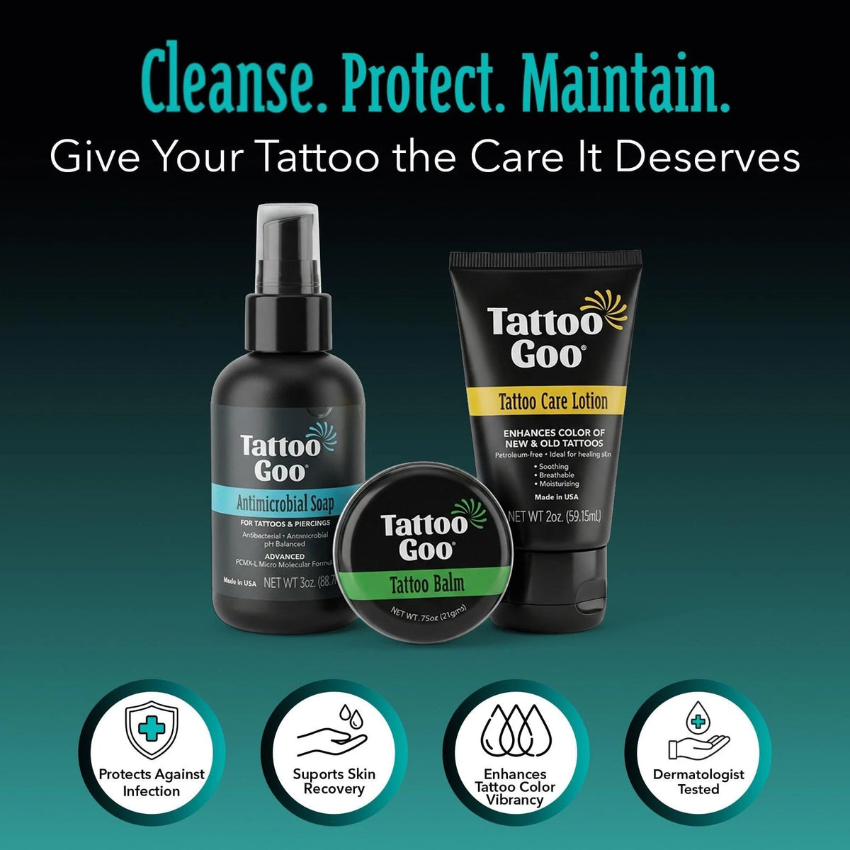 Tattoo Goo Aftercare Kit, 3 Piece Set, 3