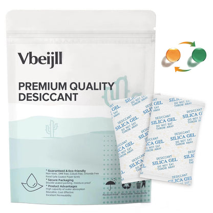 Vbeijll 5 Gram (50 Pack) Color-Indicating Silica Gel Packets, Premium 5