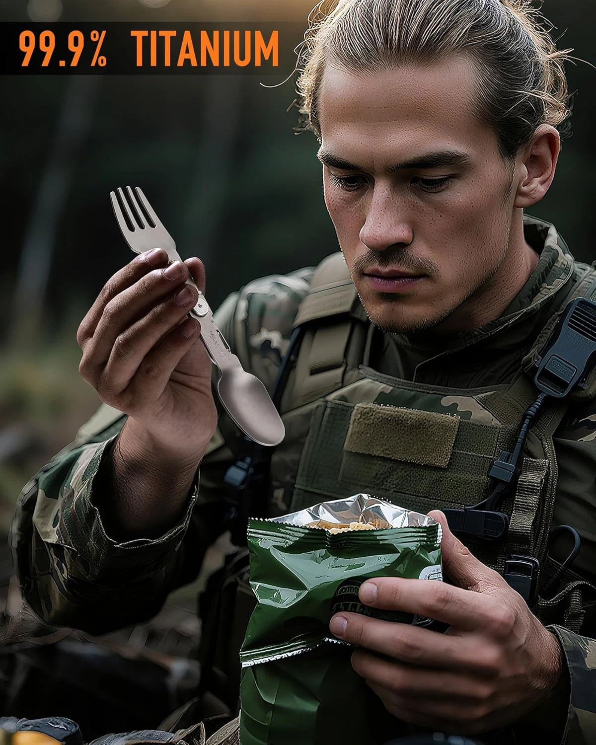 Titanium Spork 3 in 1 Folding Camping Fork and Spoon, Ultra Spork-1pc
