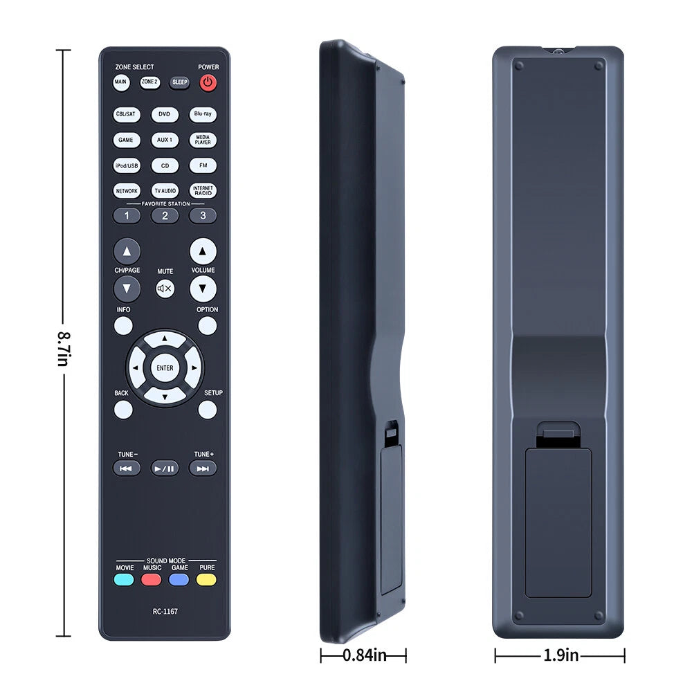 RC-1167 Remote Control For Denon AV Receiver AVR-E400 AVR-X2000 AVR-1913