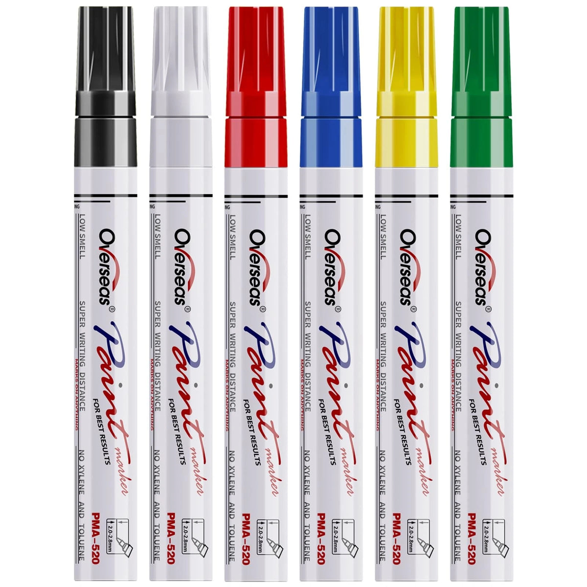 Overseas Paint 1 Count (Pack of 6), Black, White, Red, Blue, Yellow, Green