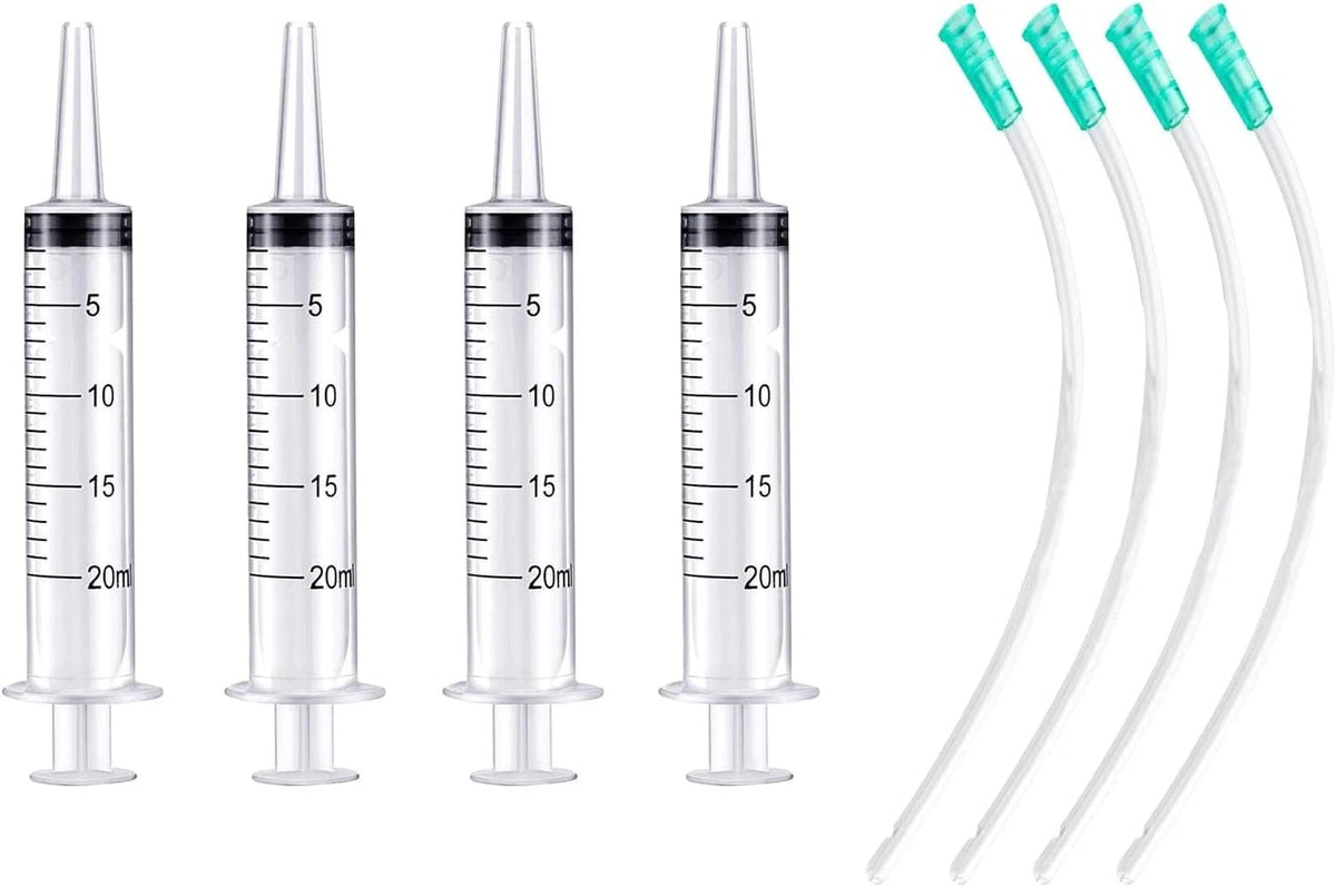 Large Plastic Syringe with Tube, 20ml 13inch Tubing 4pcs