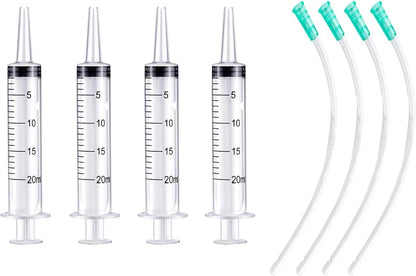Large Plastic Syringe with Tube, 20ml 13inch Tubing 4pcs