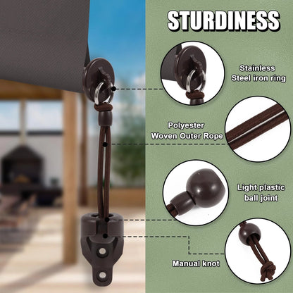 Bungee kit + end caps Universal Replacement 4.9"W x 5.1"H (2 Pack), Brown