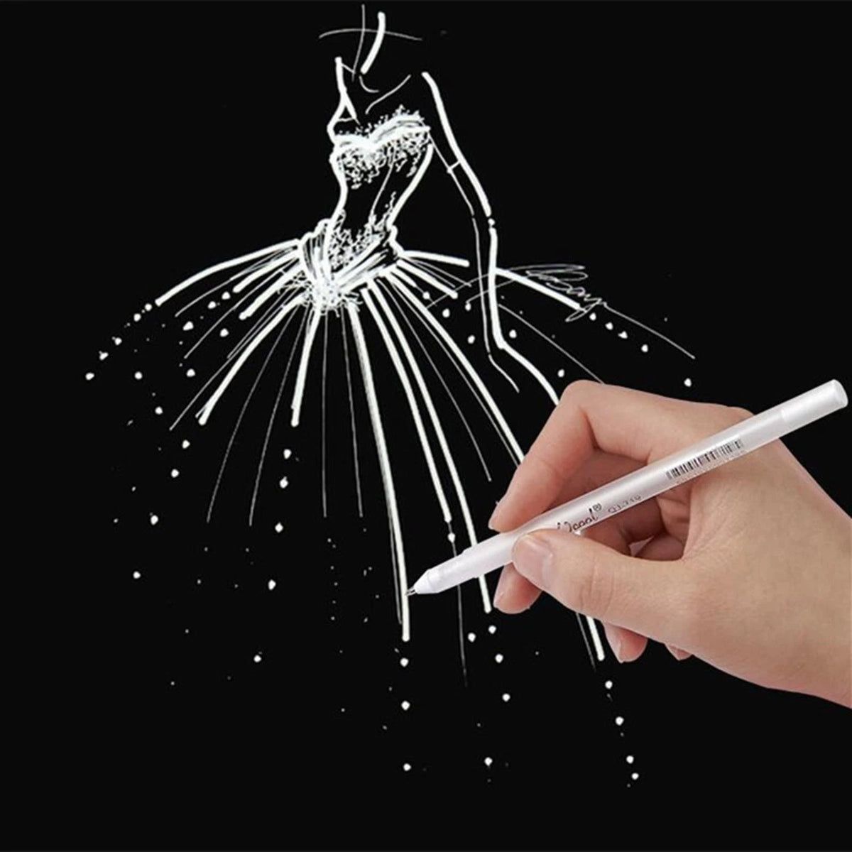 3* 0.8mm White Gel Ink Pen Drawing Art Fine Tip Sketching Painting Marker Tool