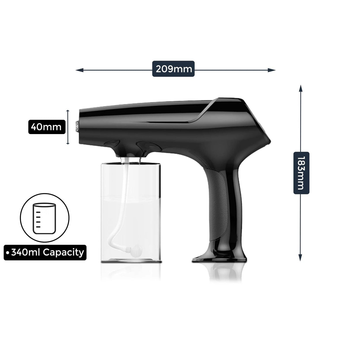 Hovinke Barber Spray Bottle with Blue Light, Rechargeable 11.5 Ounces, Black