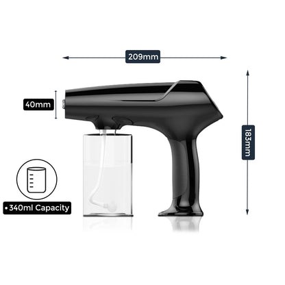 Hovinke Barber Spray Bottle with Blue Light, Rechargeable 11.5 Ounces, Black