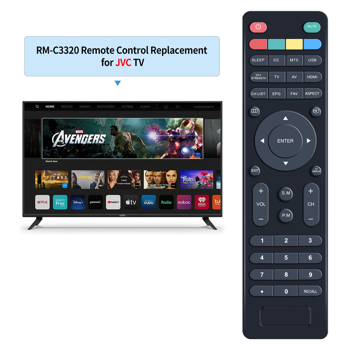 RM-C3320 Remote Control For JVC TV LT-48MA570 LT-55MA770 LT-65MA770 LT-49MA770