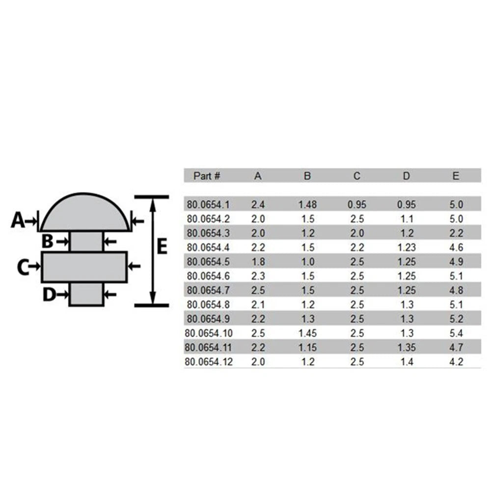 12-Size Assorted Center Locking Pin Mushroom Head For Bottom Of Clasp Refills