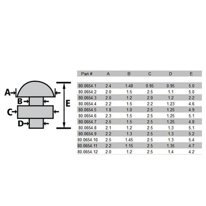 12-Size Assorted Center Locking Pin Mushroom Head For Bottom Of Clasp Refills