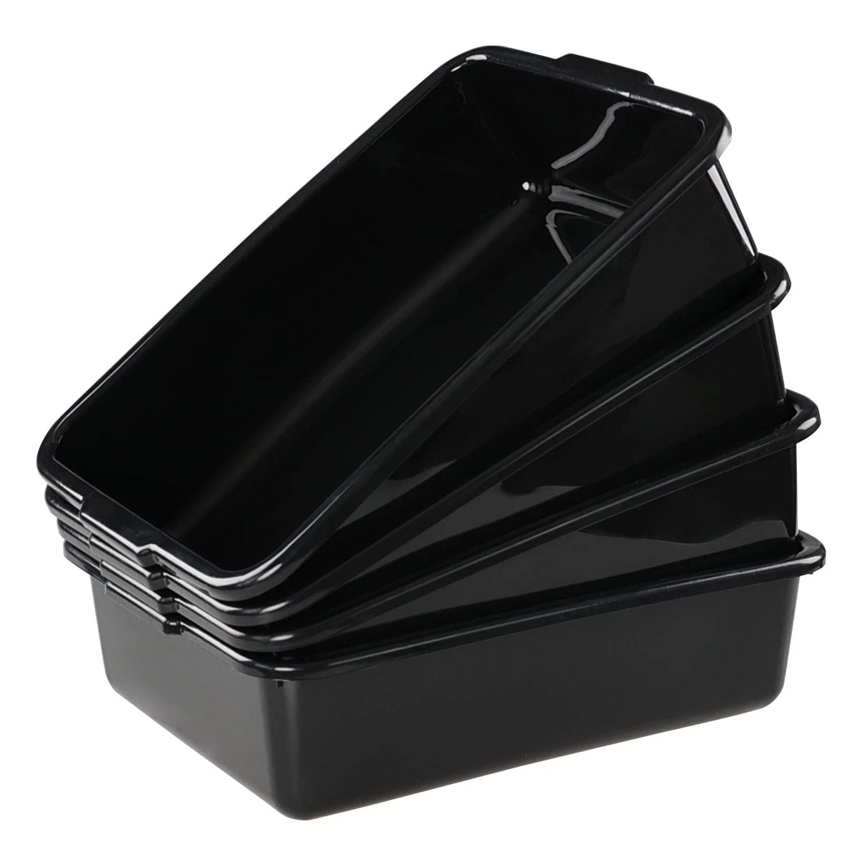 Jekiyo 4 Pack Small Commercial Bus Tub Box, 8 Liter Plastic 8 L, Black