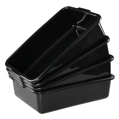 Jekiyo 4 Pack Small Commercial Bus Tub Box, 8 Liter Plastic 8 L, Black