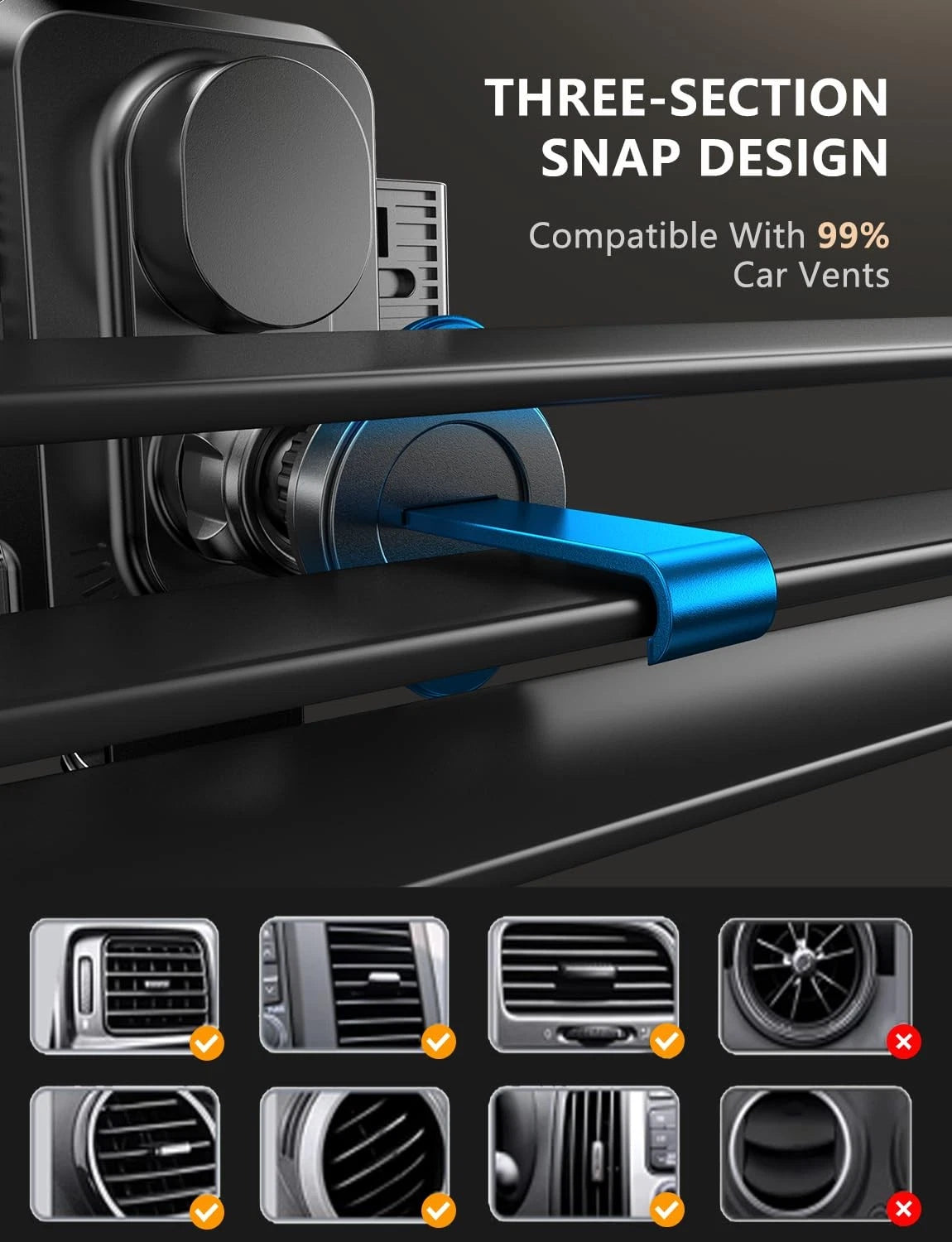 JOYMASS Wireless Car Charger, Phone Holders for Your Car, 15W Auto BLACK