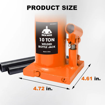 Jack Boss Bottle 10 Ton (20,000 LBs) Hydraulic Car Jack, 10 TON, Orange