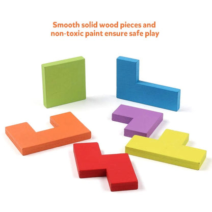 Coogam Wooden Blocks Puzzle Brain Teasers Toy 40, Vibrant, Multi-colored