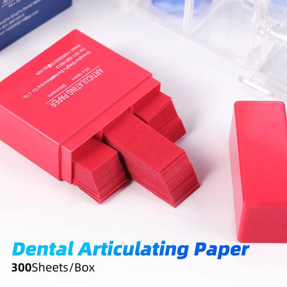 Dental Articulating Paper 300 PCS, Plastic Dispenser Blue 100 Micron