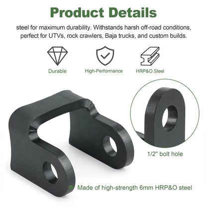 2 Pack - 3”Shock Bracket – 6mm HRP&O Steel, 1/2" Bolt Hole, Fits 1.75"–3" Tube