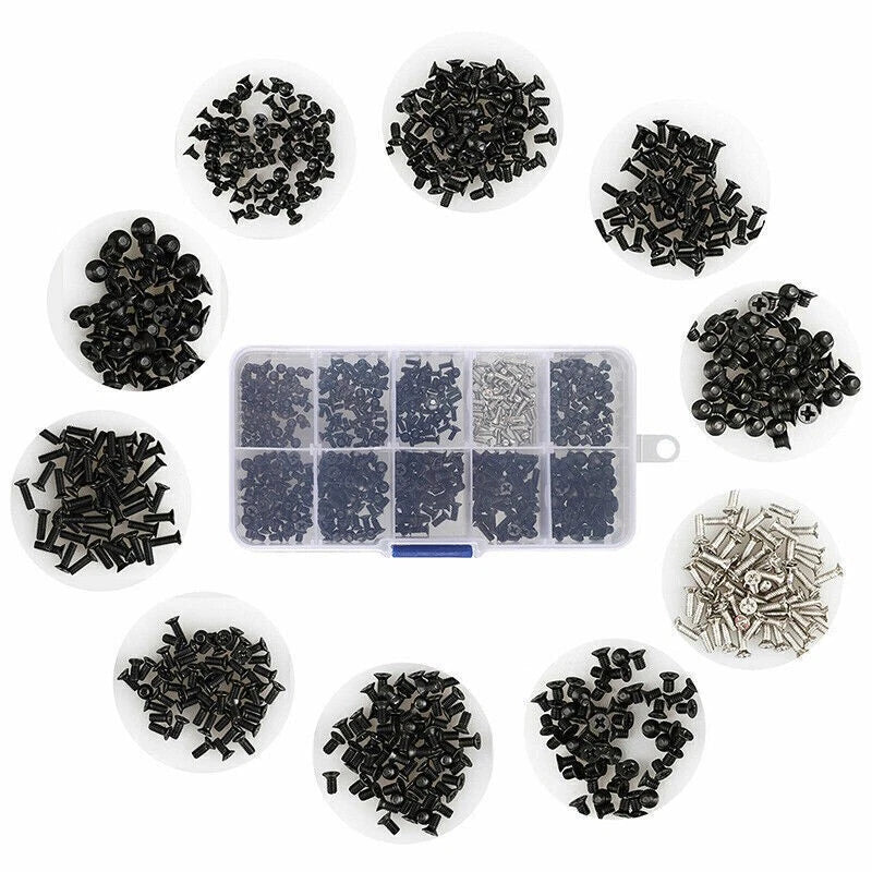 1Box Alloy Steel M2 M2.5 M3 10 Sizes Laptop Computer Notebook Repair Screws Kit