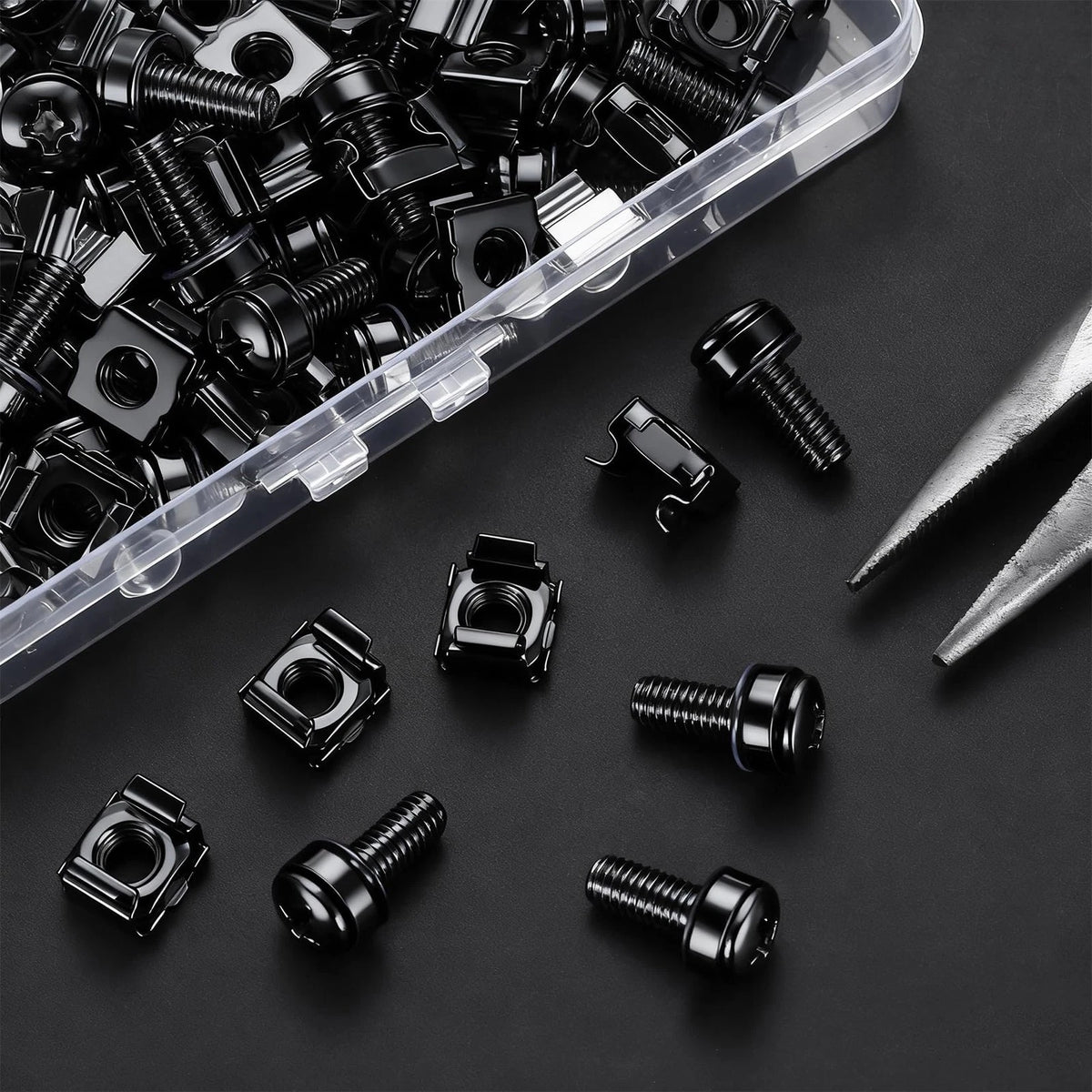 110 Pcs/55 Set Rack Mount Screws and Cage Nuts for M6x20MM, black