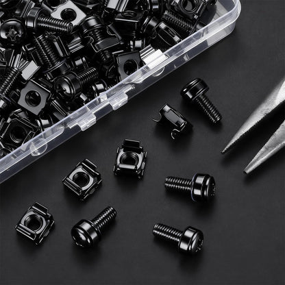 110 Pcs/55 Set Rack Mount Screws and Cage Nuts for M6x20MM, black