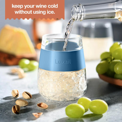 luxail Wine Glasses, Plastic Glasses Set of 2, Small, Misty Blue
