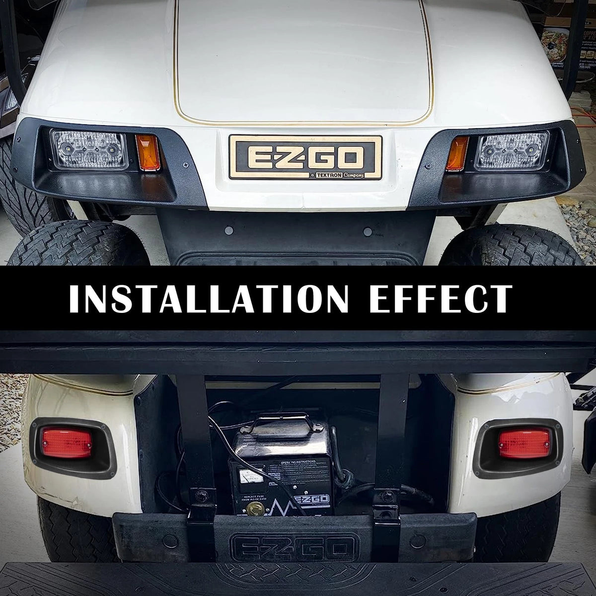 VPAHub EZGO TXT 1996-2013 LED Adjustable Light Kit 48V, 2 Black/Amber/Clear
