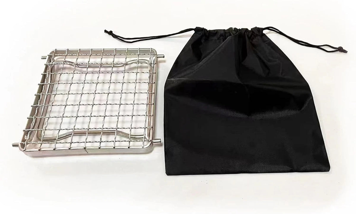 TreGoo Camp Grill with Foldable Legs-304 Stainless Steel Grate Silver