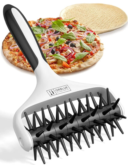 Orblue Pizza Dough Docker Pastry Roller with Spikes, Docking L, Black