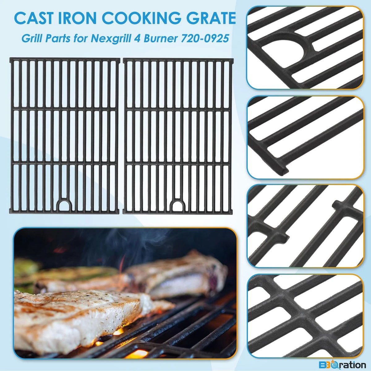 BBQration Grill Parts for Nexgrill 4 Burner 17 x 12 1/4"(720-0925P), Black