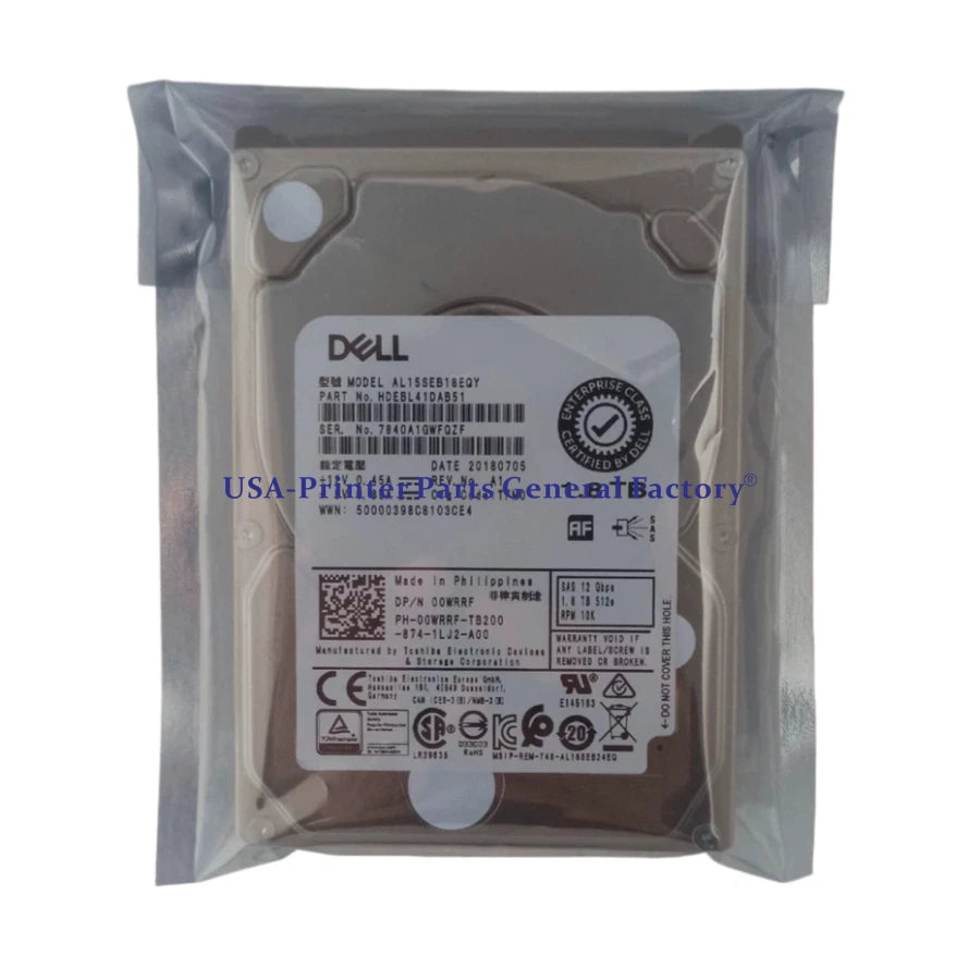 for Dell 1.8TB10K SAS-12Gb s 2.5in Hot-Plug Hard Drive AL15SEB18EQY 0WRRF