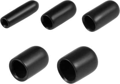 uxcell 50pcs Round Rubber End Caps 1/8" 3/16" 1/4" 5/16" 3/8" Black